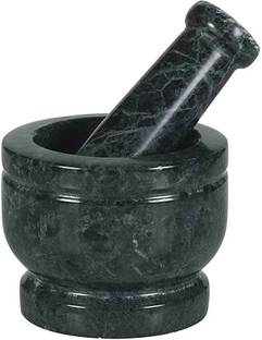 Krishana Products Green marble mortar and pestle set 4 inch Marble Masher