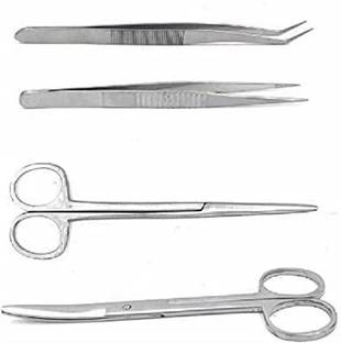 mediwave Surgical Instrument Scissor set of 4 Pcs Curved And Angled Dissecting Scissors