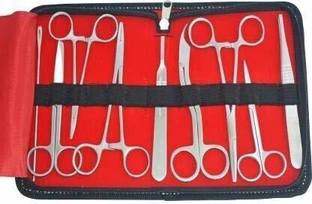 mediwave Stainless Steel_ Dressing Dissection Surgical Set of 9 Pcs in Pouch Utility Forceps