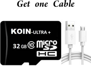 KOIN Ultra Plus 32gb Memory card Class 10 transfer speed upto 100mb/s, with B Type Data Cable Ultra plus 32 GB MicroSDXC Class 10 100 MB/s  Memory Card Compatible with Mobile, Computer, Camera, Gaming Console, Tablet