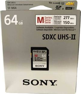 SONY 64GB SDXC UHS-II M Series Read 277 MB/S Write up to 150 MB/s Class 10 SD Memory Card M 64 GB SDXC UHS-I Card Class 10 150 MB/s  Memory Card Compatible with Camera, Computer, Gaming Console