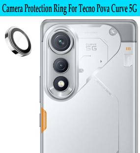 ZYXO Back Camera Lens Ring Guard Protector for Tecno Pova Curve 5G [ Silver Metal Ring with 9H Glass] Set of 1