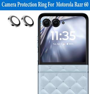 KREZEE Back Camera Lens Ring Guard Protector for Motorola Razr 60 [ Silver Metal Alloy Camera Ring with Glass] Set of 1