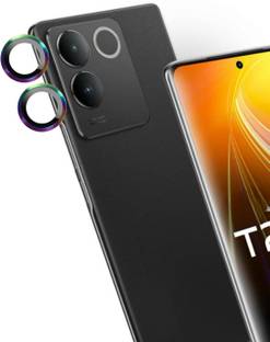 A3sprime Camera Lens Protector for vivo T2 Pro 5G, |Full Coverage 9H Surface Hardness Tempered Glass with Metal Ring Guard Camera Lens Protector|, (Color - Rainbow)