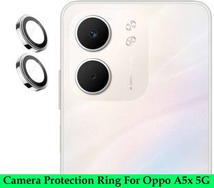 ZYXO Back Camera Lens Ring Guard Protector for Oppo A5x 5G [ Silver Metal Ring with 9H Glass] Set of 1