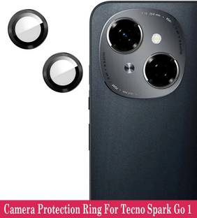 ZYXO Back Camera Lens Glass Protector for Tecno Spark Go 1 [Black Metal Alloy Camera Ring with 9H Glass] Set of 1