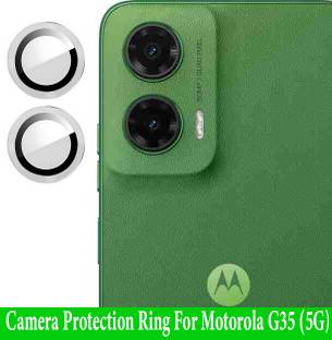 KREZEE Back Camera Lens Ring Guard Protector for Motorola G35 5G [Silver Metal Alloy Camera Ring with 9H Glass] Set of 1