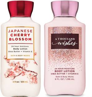 BATH & BODY WORKS A Thousand Wishes & Japanese Cherry Blossom Body Lotion Set