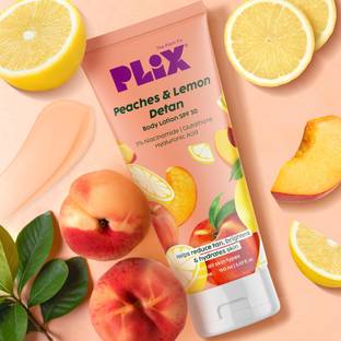 The Plant Fix Plix Peaches & Lemon Detan Body Lotion - 5% Niacinamide | Reduce Tan, Brighten Skin