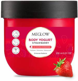 meglow Strawberry Body Yogurt Moisturizer With Almond Oil for Instant Hydration