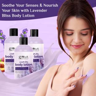 Globus Naturals Lavender Bliss Body Lotion, Enriched with Peach and Almond Extracts