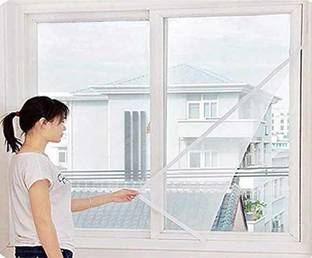 ZIMBLE Fibre Adults Washable Fiberglass (120X150 CM)-4X5 Ft} (PACK 1) Windows Mosquito Net, Insect Net adhesive with Hook and Loop for Window Frame, Wooden Frame/120 GSM | Highly Durable and safe (Colour-White) Mosquito Net