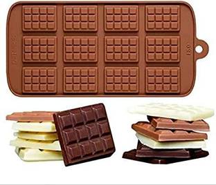 BAKEMO Silicone Chocolate Mould Silicone Chocolate Mould 12 Cavity Mini Dairymilk Shape Mould Choco Bar Candy Mold Baking Tools for Cake Chocolate Jell-O Ice Pack of 1