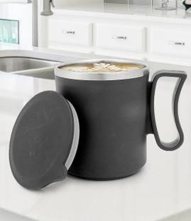 Saule Tea & Coffee Cup with Lid for Tea Milk Inner Stylist Double Wall Cup Stainless Steel Coffee Mug