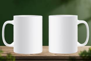 JAIPURART Set of 2 Plain White mug for Tea & Coffee Ceramic Coffee (350 ml, Pack of 2) Ceramic Coffee Mug