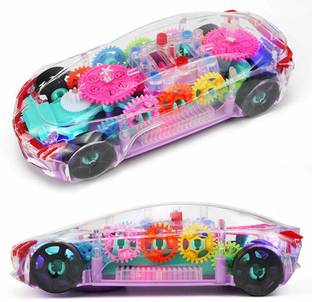 HIM TAX Model Transparent Rotating Gear Car Concept Car with Lights Music Toys.