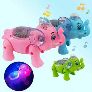 HK Toys Clever Elephant Toy Light and Nice Sound Animal Glowing Musical Toy Model