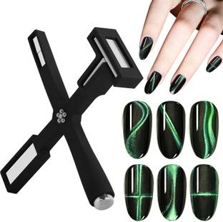 THR3E STROKES 5 in 1 Nail Magnet Tool, Upgraded Nail Magnet Pens with Silicone Protective Case