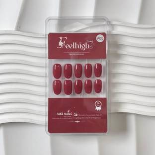 feelhigh 24 Stick on Nails Artificial Fake Nail Set Long Lasting, Quick Fix