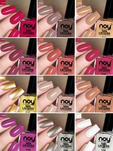 NOY Quick Dry Long Lasting Nail Polish Combo Offer Set of 12 Combo No-01 Mauve,Red,Peach,Nude,Magenta,Nude,Nude Grey,Peach,Purple,Silver,Golden,Top Coat