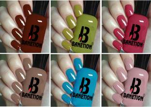 Banetion New Unique Color Rich Paint HD Shine Pastel Color Combo Set maroonish brown, olive green, ruby pink, vandyke brown, cerulean blue, bubblegum pink