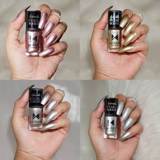 MORAZE Aphrodite Pearl Magic Pack Of 3 +1 Nail Polish Available In very Attractive Color's Pink Glam, Pastel Melody, Cuddle Under Coat & Glam Goddess Pink, Silver, Cream, Golden