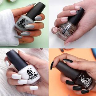 AQ FASHION Funky Vibrant Range of Colors Nail polish Basecot,White,Black,Grey