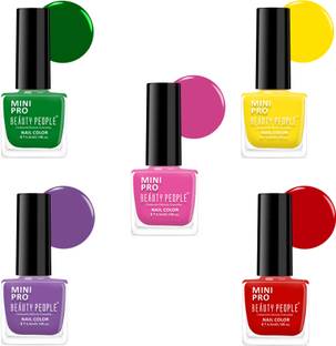 BEAUTY PEOPLE Mini pro nail polish, nail polish combo set of 5, Long Lasting & Quick Dry Multicolor