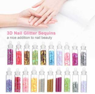 D-Top 3D Nail Art Glitter Stickers Powder Manicure Mixed Design Set 12 (multicolor)
