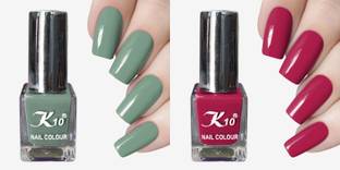 K10 Long Stay High Glossy Matte Finish Nail paint combo set(12ML Each) Burgundy,SpanishGreen