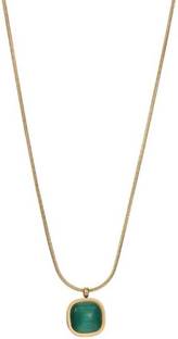 SPYRONIX REAL TREASURE Handcrafted Green Shellstone Pendant Necklace Gold-plated Plated Stainless Steel Necklace