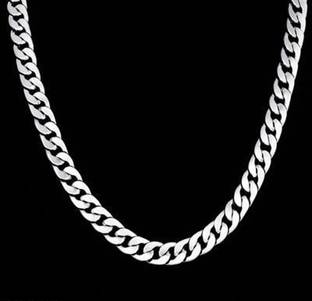 zebisco Silver Color Solid Titanium Plated Chain Most Popular Curb Chain Silver Plated Alloy, Stainless Steel Chain