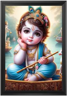 ag pro comfort Krishna Photo Frame Shri Bal Gopal Painting for Pregnant Women Kanha Ji Poster Digital Reprint 10 inch x 8 inch Painting
