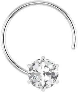 SOMYA 925 Sterling Silver Round-Shape White Cubic-Zirconia Prong-Setting Nose Pin Stud With Certificate Of Purity for Women Girls (3-MM) Zircon Sterling Silver Nose Stud