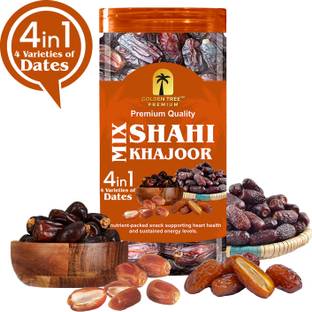 Golden Tree Premium Shahi Khajoor Dates, High Fibre, Energy Booster, Natural Soft Dry Khejur Dry Dates