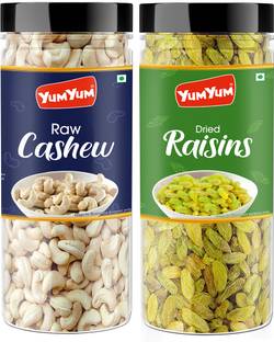 YUM YUM Premium Cashew Nut (150g) & Raisins Kishmish (150g) 300g Dry Fruits Combo Pack- Cashews, Raisins