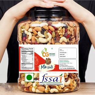 Organic Grocery Mix Dry Fruits and Nuts Almonds, Pistachios, Cashew, Apricot (1kg) Assorted Seeds & Nuts