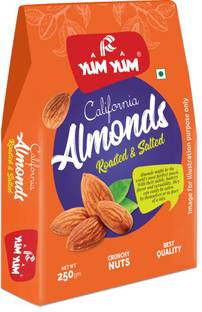 YUM YUM Californian Roasted & Salted Almonds 250g, Badam Dry Fruits -
