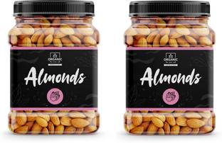 Organic Box alifornia Almonds - Badam, Rich in Protein and Increase Stamina -500 gm X 2 Jar Almonds