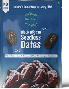 Khari Foods Black Afghan Seedless Dates 400g, Khajur / Khajoor Dry Fruit, High Fibre Dates