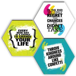 saf motivational UV Textured 3 piece hexagon painting Pack of 3