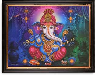 INSPIRING BRUSH Religious Ganesh Photo for Divine Blessings Digital Reprint 14 inch x 11 inch Painting
