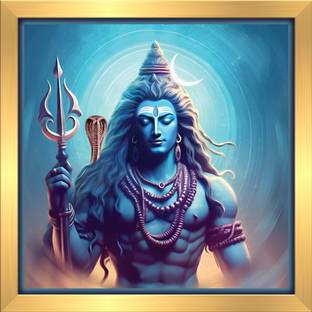 ANAADI VASTU Lord Shiv Ji | Mahadev Wall Painting Photo Frame For Home | Living Room Digital Reprint 7 inch x 7 inch Painting