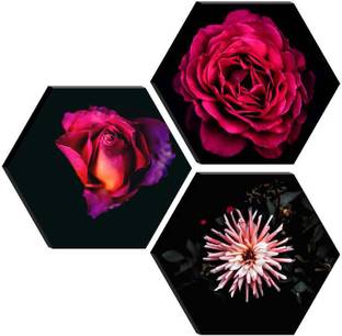 saf SET OF 3 HEXAGON MODERN ART Embossed Painting Pack of 3