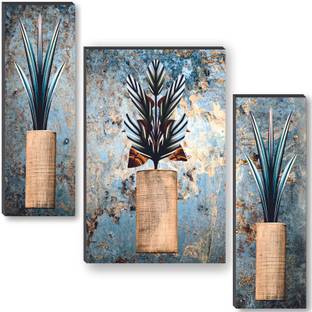 saf Flower pot modern art UV textured self adeshive Pack of 3
