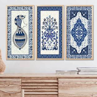 GoArt Gond Art wall paintings with frame painting for living room QS27 Digital Reprint 19 inch x 10 inch Painting