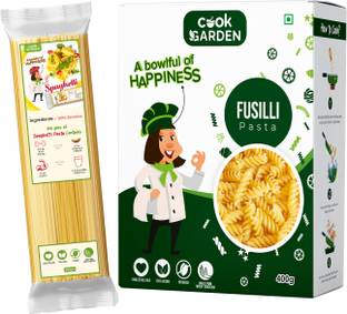 Cook Garden 100% Semolina |High Protein Healthy Diet|Maida & Cholesterol Free, Spaghetti and Fusilli Pasta