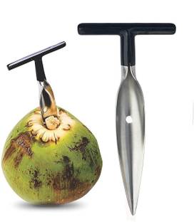 KUBAVA Steel Coconut Opener Tool, Green Coconut Nariyal Opener for Home, Straight Peeler