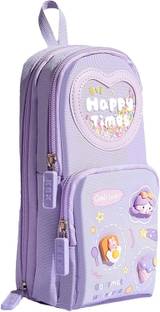 AR Jouiet Mansion 3 Layer Soft Pencil Pouch School Stationery Large Capacity Pouch for kids with 3 Sticker Art EVA Pencil Box