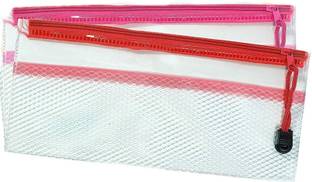 ShubhKraft Birthday Return Gift In Bulk Transparent Zip Lock Stationary Case / Pencil Pouch Multicolor Art Polyester Pencil Boxes